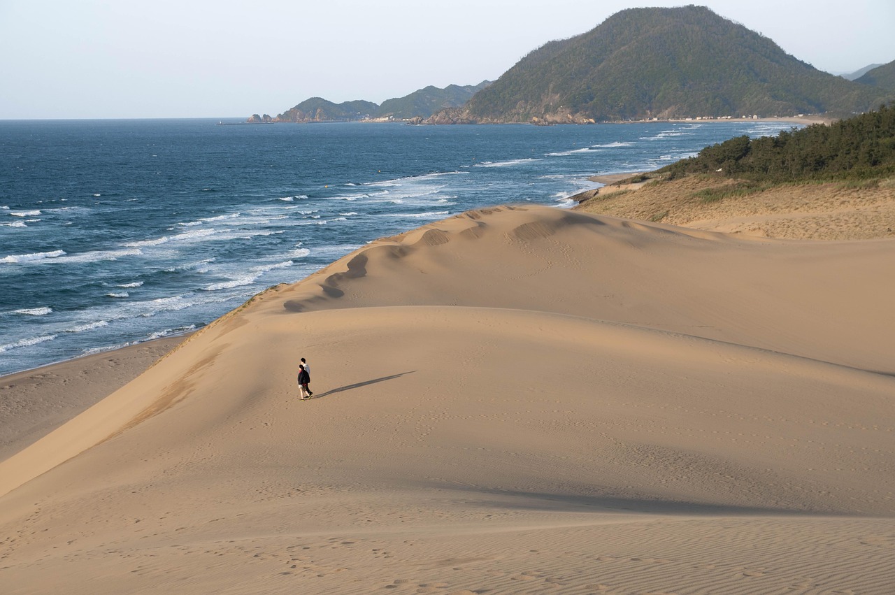 beach, dunes, sand, japan, tottori, japanese sea