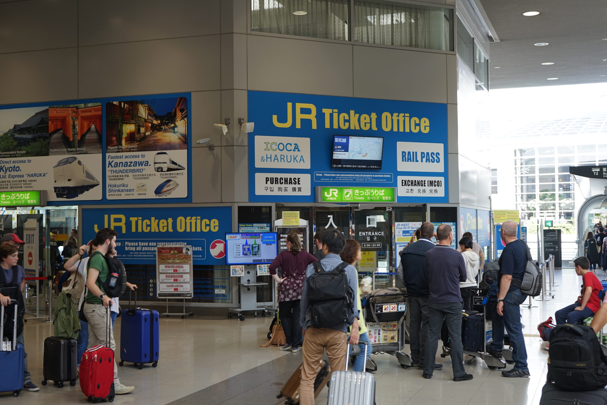 JR ticket office counter where travellers exchange their Japan Rail Pass voucher