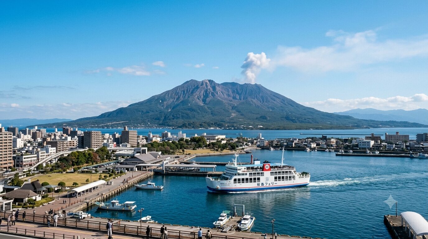 View of Sakurajima from the city of Kagoshima
