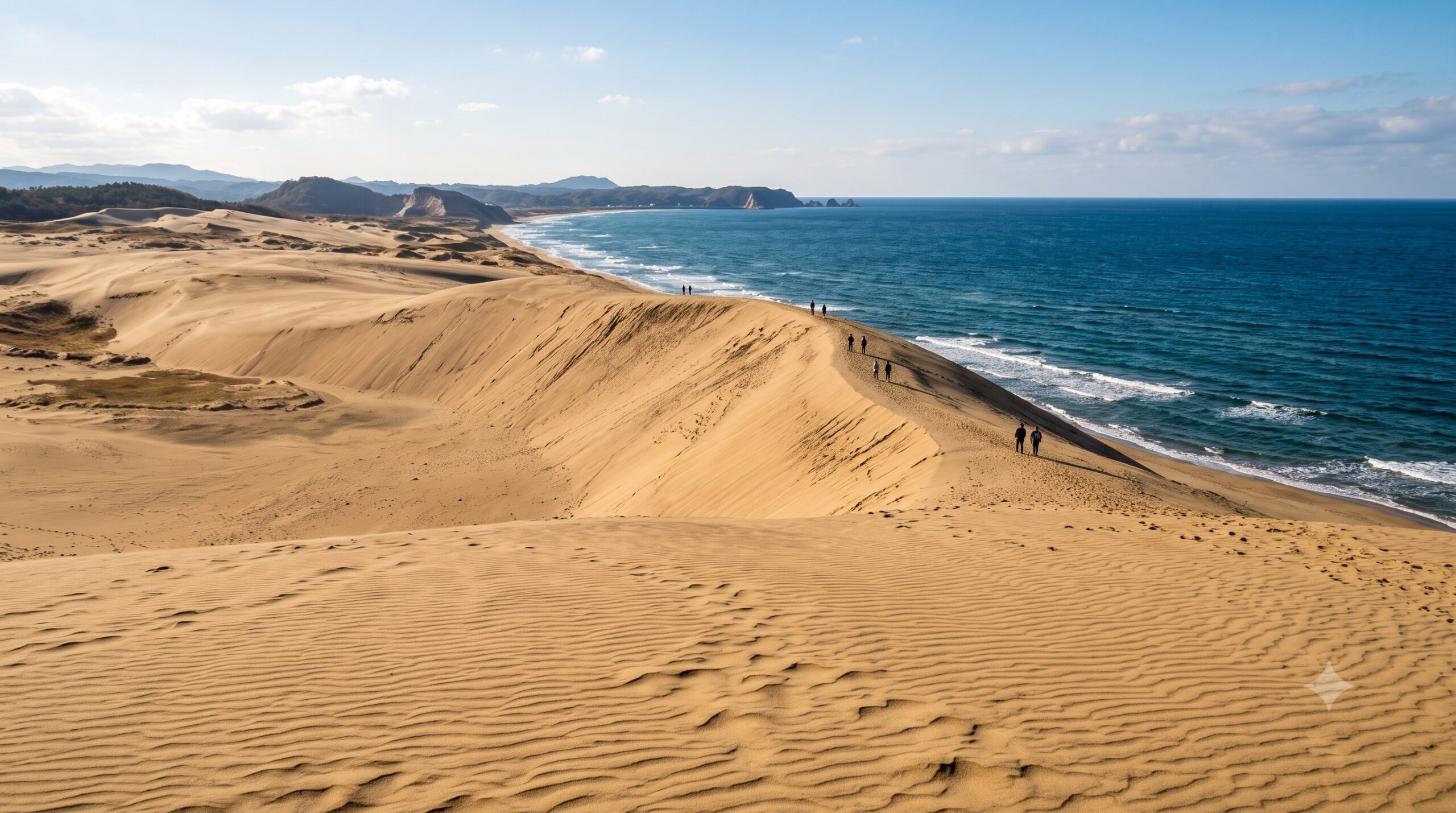 Tottori Sand Dunes (Tottori Sakyu) meeting the Sea of Japan on the San'in coast, western Japan