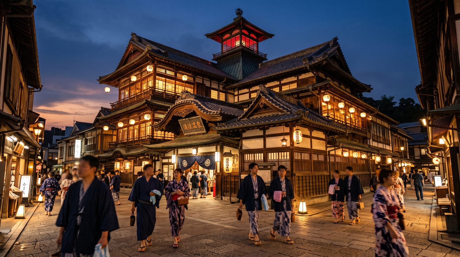 Dogo Onsen Honkan in Matsuyama, three stars in the 2015 Michelin Green Guide — the three-storey wooden bathhouse