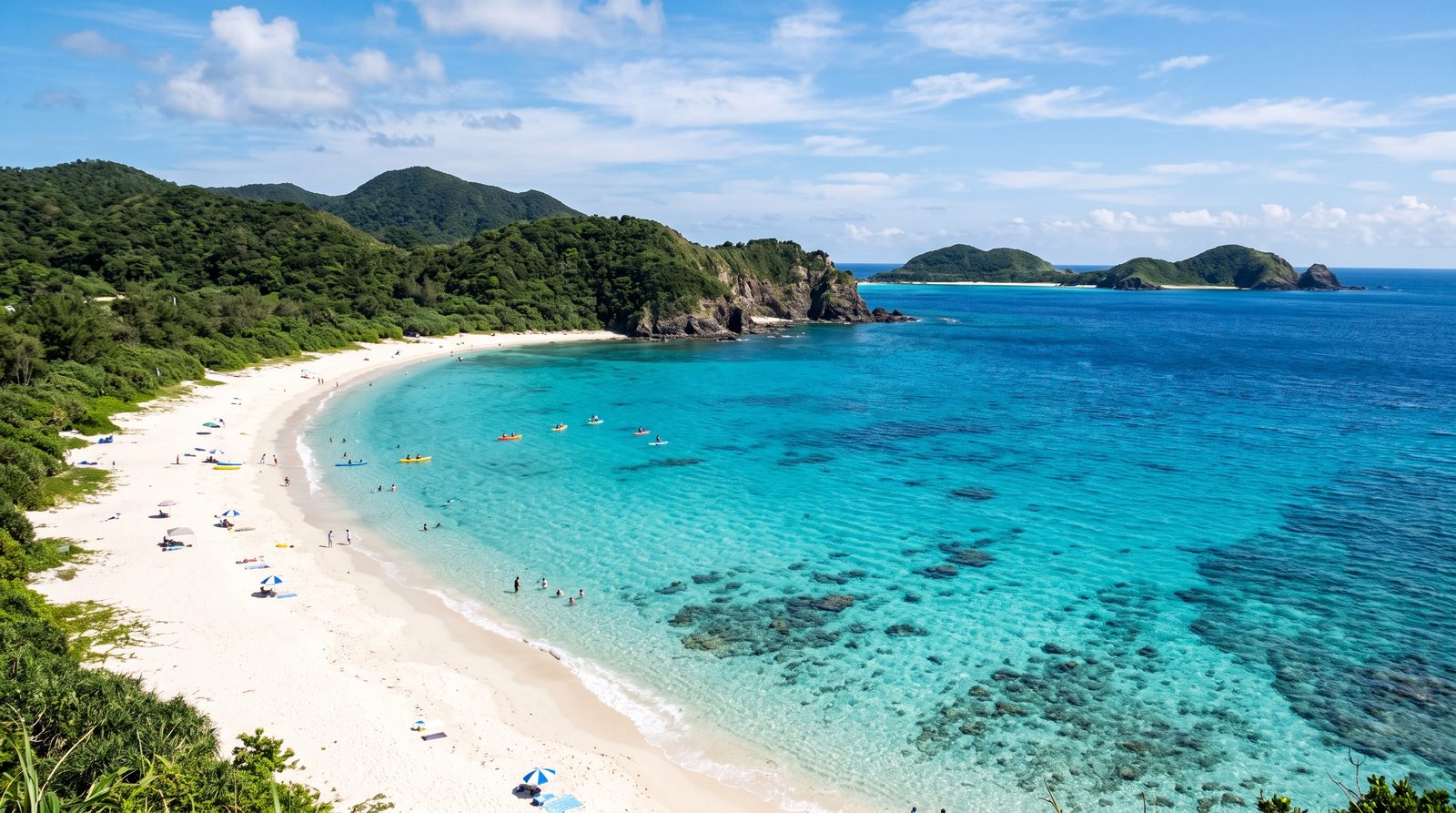 Furuzamami Beach on Zamami, two stars in the 2015 Michelin Green Guide — clear blue water over coral