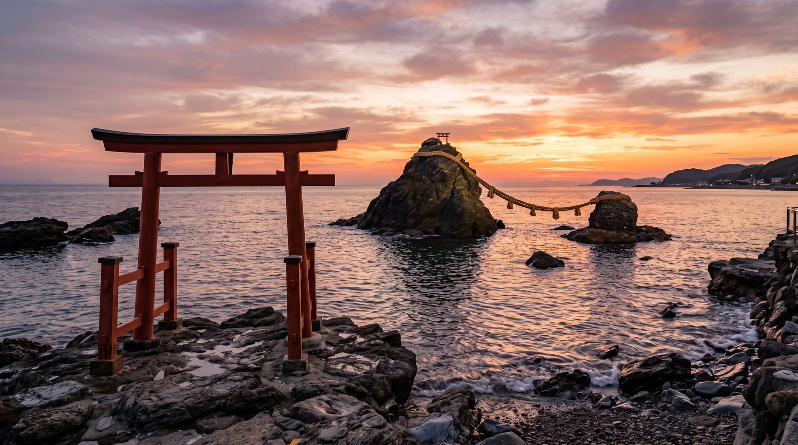 The Meoto Iwa wedded rocks at Futami, one star in the 2015 Michelin Green Guide