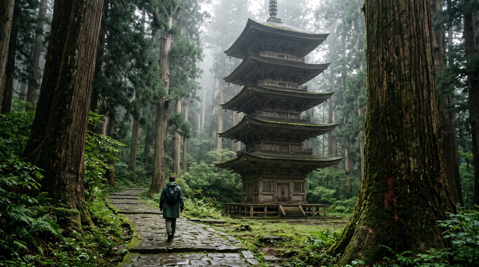 The five-storey pagoda on Mt. Haguro, two stars in the 2015 Michelin Green Guide — the National Treasure among the cedars