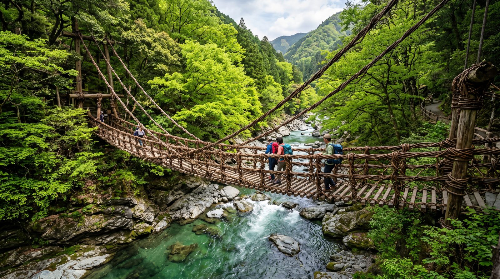 The Iya vine bridge, one star in the 2015 Michelin Green Guide — the suspension bridge woven from vines
