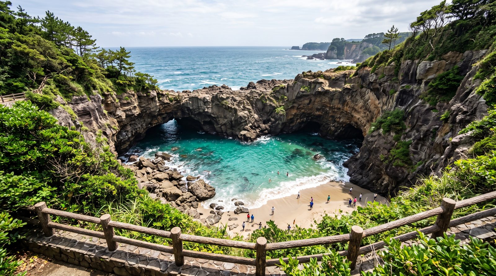 Ryugukutsu near Shimoda, one star in the 2020 Michelin Green Guide — the collapsed sea cave seen from above