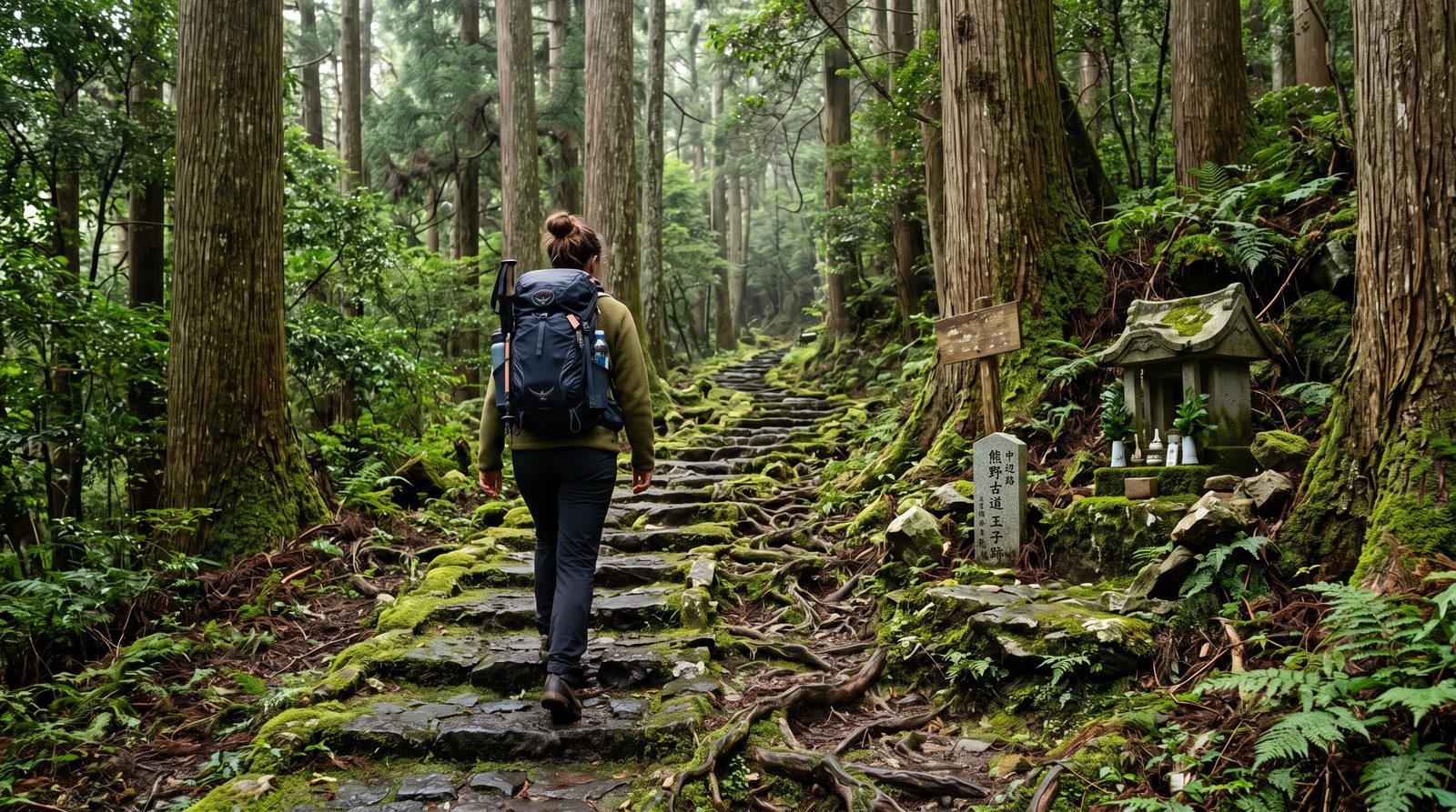 The Nakahechi route of the Kumano Kodo, two stars in the 2015 Michelin Green Guide — the forest path towards Hongu