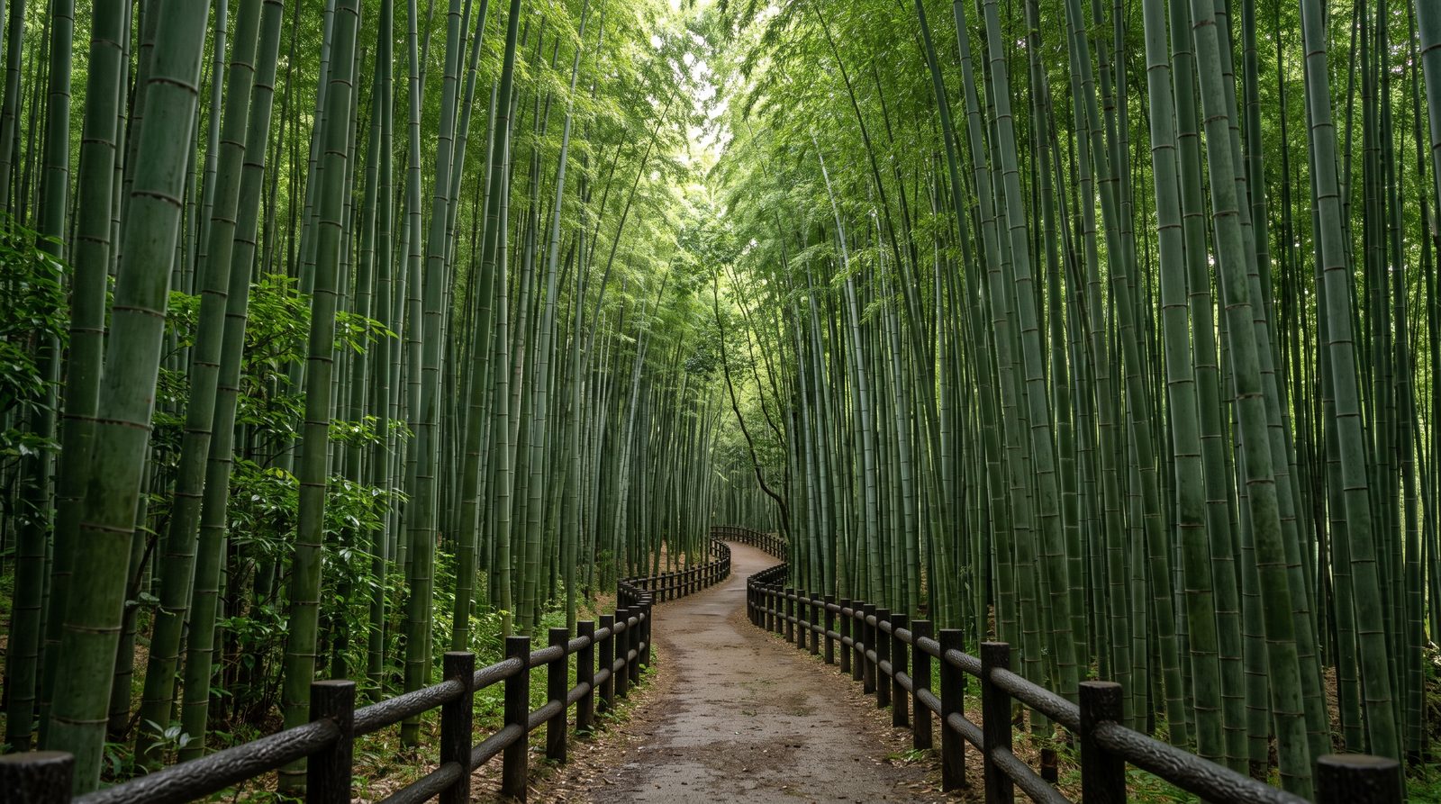 The Sagano bamboo grove in Arashiyama, two stars in the 2015 Michelin Green Guide — morning light through the path (illustrative image)