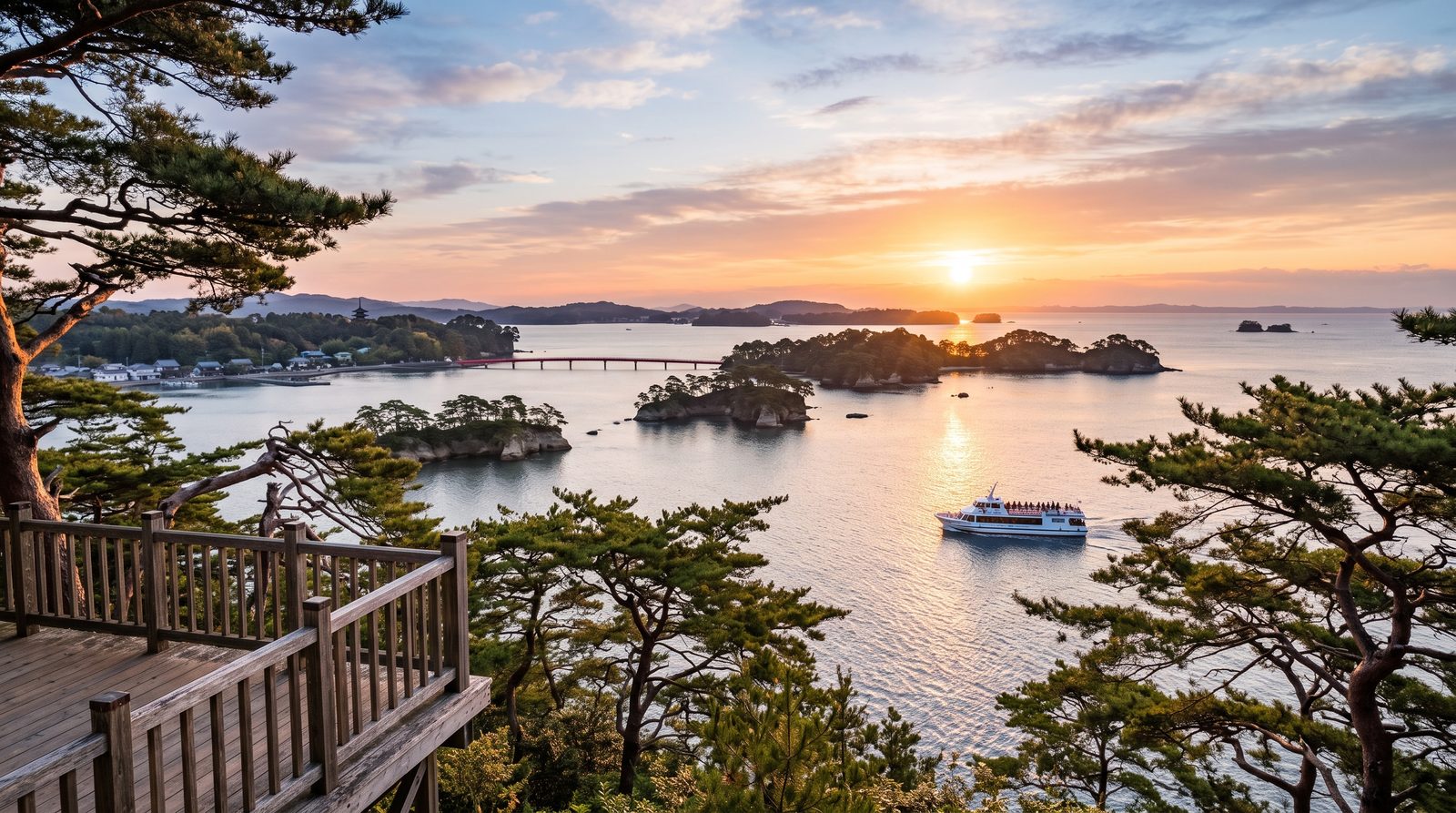 Matsushima Bay, three stars in the 2015 Michelin Green Guide — pine-covered islands in the bay