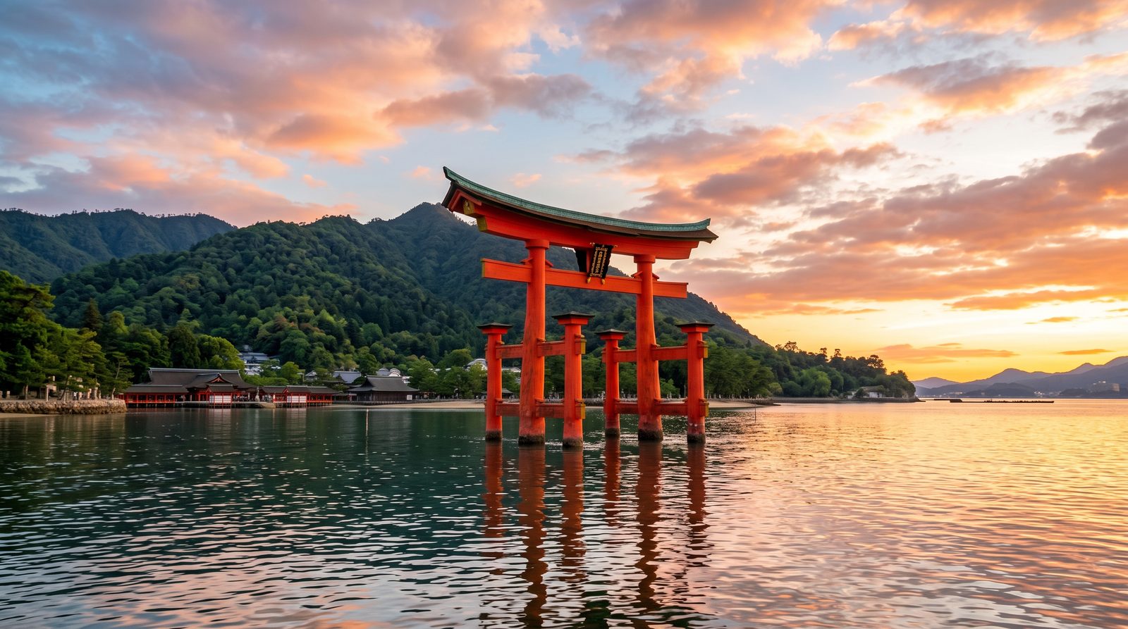 The great torii of Itsukushima Shrine, three stars in the 2015 Michelin Green Guide — standing in the sea off Miyajima