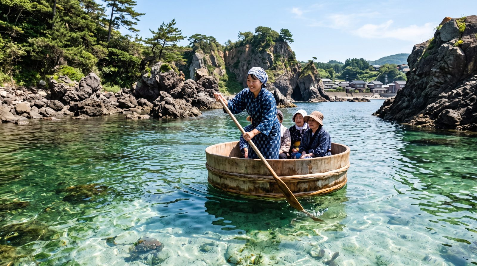 A taraibune tub boat at Ogi on Sado Island