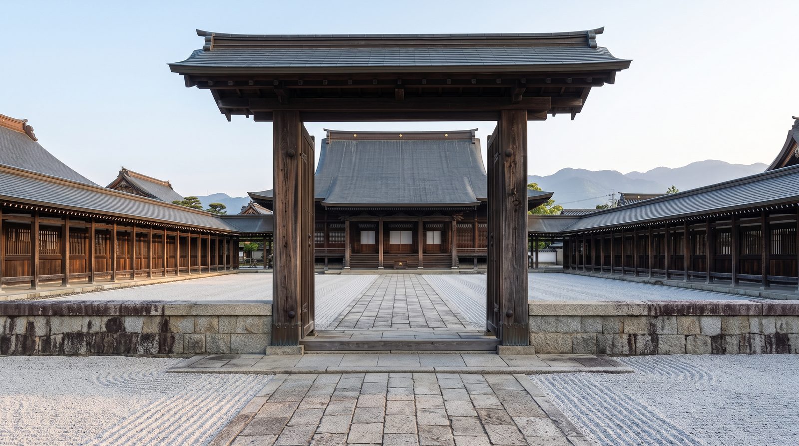 Zuiryu-ji in Takaoka, two stars in the 2020 Michelin Green Guide — the National Treasure halls and corridors on their symmetrical axis