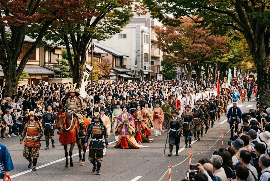 Procession in historical costumes at Jidai Matsuri in Kyoto