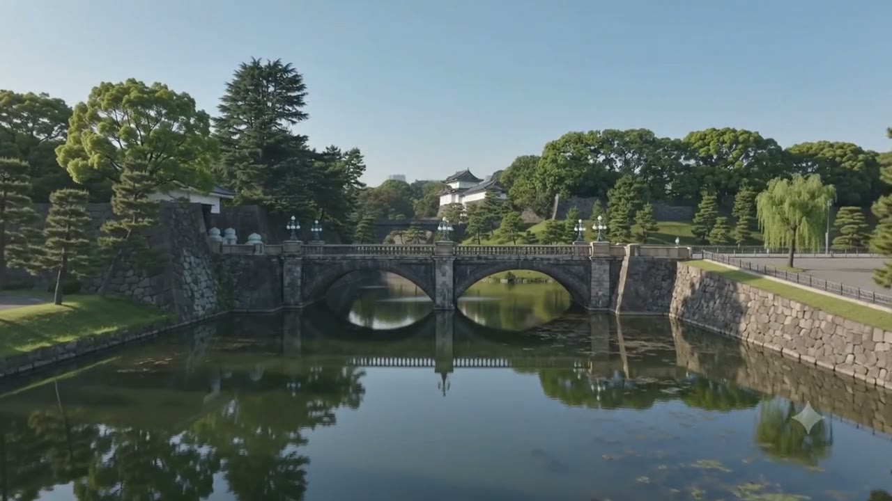 The Imperial Palace area, two stars in the 2015 Michelin Green Guide — Nijubashi bridge and the stone walls