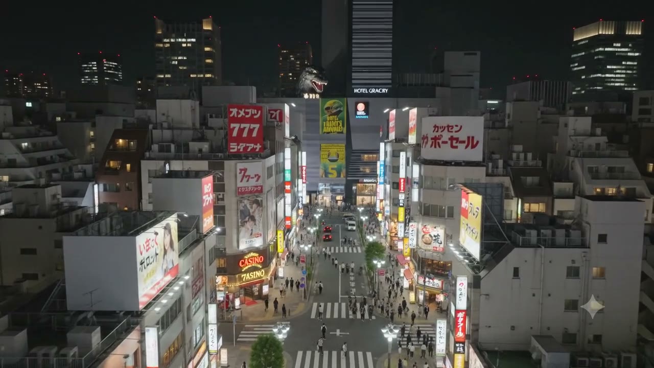 Looking down on Shinjuku’s neon streets at night